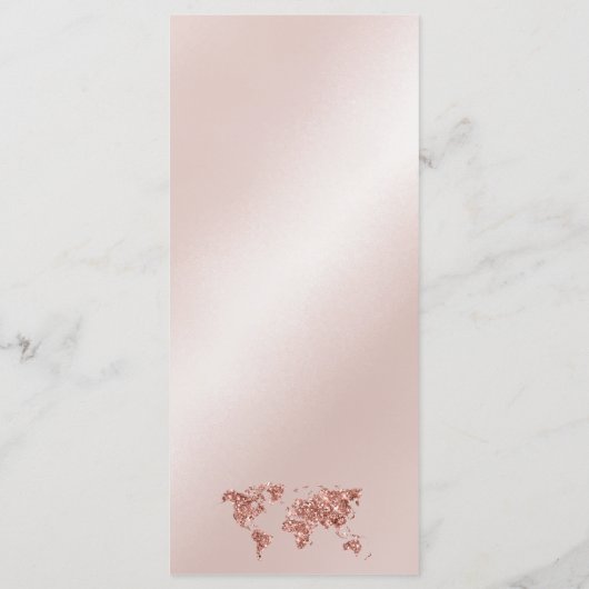 Bruiloft Bestemming Goud Glitter Wereldkaart Hart Menu (Achterkant)