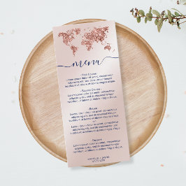Bruiloft Bestemming Goud Glitter Wereldkaart Hart Menu