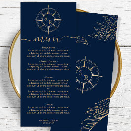 Bruiloft Bestemming Goud Kompas Monogram Menu