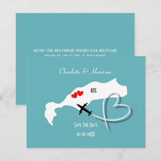 Bruiloft Bestemming Kos Bewaar De Datum Save The Date (Voorkant / Achterkant)