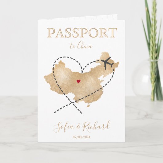 Bruiloft Bestemming Paspoort China Kaart QR Code (Voorkant)