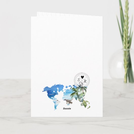 Bruiloft Bestemming Paspoort Groene Wereldkaart Pa (Achterkant)