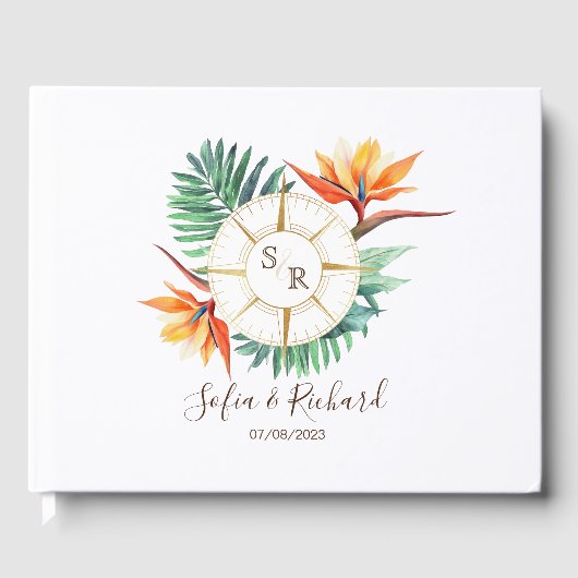 Bruiloft Bestemming Paspoort Kompas Dank u Gastenboek (Voorkant)