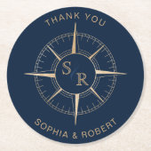 Bruiloft Bestemming Paspoort Kompas Dank u Ronde Kartonnen Onderzetter (Voorkant)