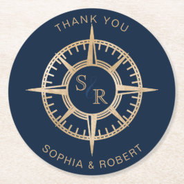 Bruiloft Bestemming Paspoort Kompas Dank u Ronde Kartonnen Onderzetter