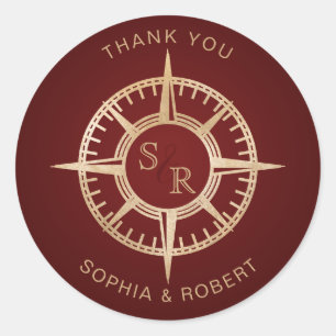 Bruiloft Bestemming Paspoort Kompas Dank u Ronde Sticker