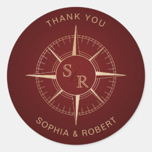 Bruiloft Bestemming Paspoort Kompas Dank u Ronde Sticker