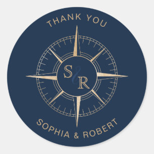 Bruiloft Bestemming Paspoort Kompas Dank u Ronde Sticker