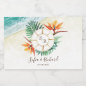 Bruiloft Bestemming Paspoort Kompas Dank u Sparkling Wijnetiket (Enkel label)