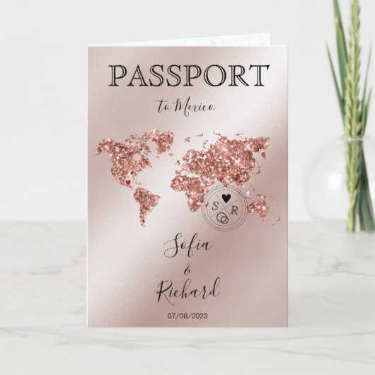 Bruiloft Bestemming Paspoort Roos Gouden Wereldkaa (Voorkant)