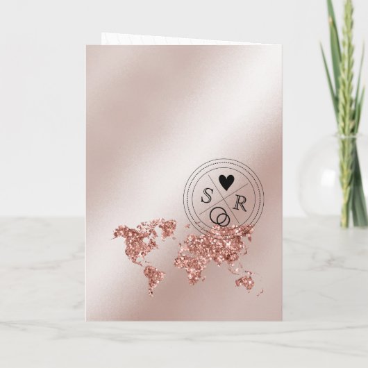 Bruiloft Bestemming Paspoort Roos Gouden Wereldkaa (Achterkant)