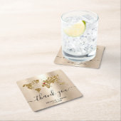 Bruiloft Bestemming Paspoort Wereldkaart Dank u Kartonnen Onderzetters (Insitu)