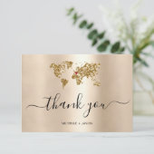 Bruiloft Bestemming Paspoort Wereldkaart Dank u RSVP Kaartje (Staand voorkant)