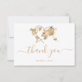 Bruiloft Bestemming Paspoort Wereldkaart Dank u RSVP Kaartje (Voorkant)