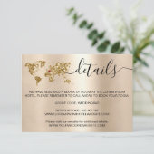 Bruiloft Bestemming Paspoort Wereldkaart Details RSVP Kaartje (Staand voorkant)