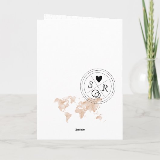 Bruiloft Bestemming Paspoort Wereldkaart Twee Brui (Achterkant)