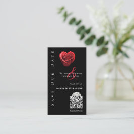 Bruiloft Bewaar de Date-QR code-Heart Shaped Roos- Visitekaartje