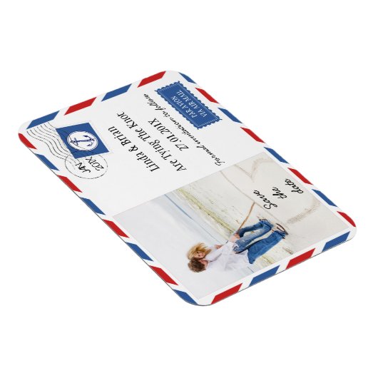 Bruiloft Bewaar de datum Airmail Envelope Magnet Magneet (Rechterzijde)