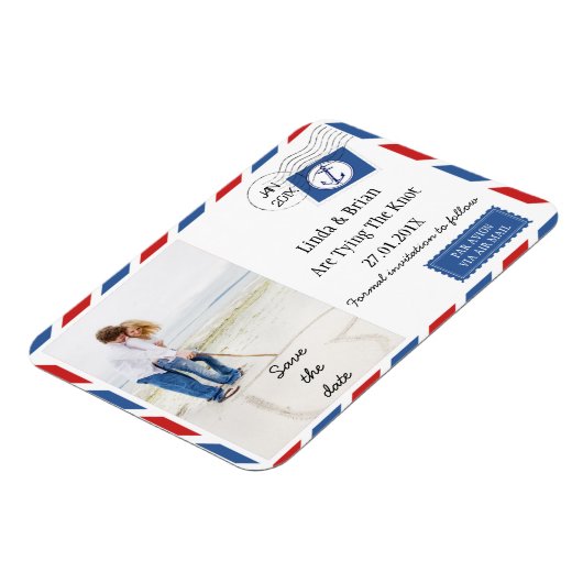 Bruiloft Bewaar de datum Airmail Envelope Magnet Magneet (Linkerzijde)