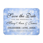 Bruiloft Bewaar de datum Blauwe Winter Wonderland Magneet (Horizontaal)