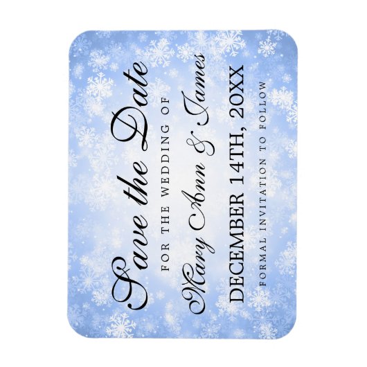 Bruiloft Bewaar de datum Blauwe Winter Wonderland Magneet (Verticaal)