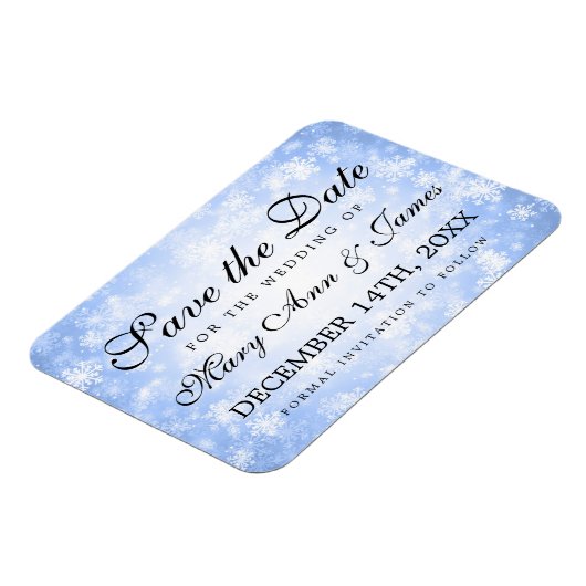 Bruiloft Bewaar de datum Blauwe Winter Wonderland Magneet (Linkerzijde)