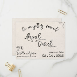 Bruiloft Bewaar de datum Briefkaart  Minimalist