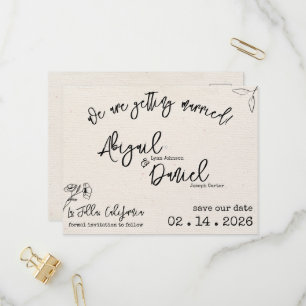 Bruiloft Bewaar de datum Briefkaart  Minimalist