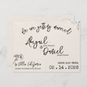 Bruiloft Bewaar de datum Briefkaart  Minimalist (Voorkant / Achterkant)