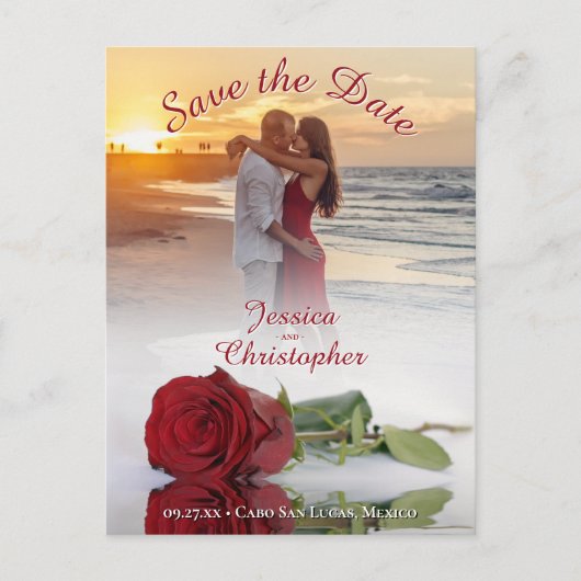 Bruiloft Bewaar de datum Chique Roos Foto Overlay  Aankondigingskaart (Voorkant)