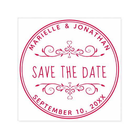 Bruiloft Bewaar de datum Custom Heart Floral Zelfinktende Stempel (Design)