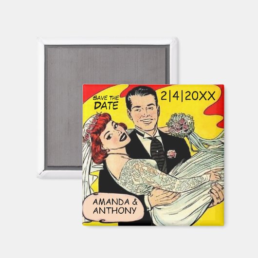 Bruiloft Bewaar de datum dank u gunsten Magneet (Voorkant / Achterkant)