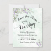 Bruiloft Bewaar de datum Eucalyptus & Lavendel Mun Magnetische Uitnodiging (Voorkant)