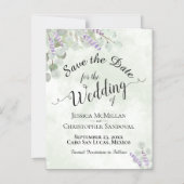 Bruiloft Bewaar de datum Eucalyptus & Lavendel Sag Magnetische Uitnodiging (Voorkant)