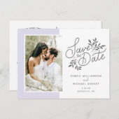 Bruiloft Bewaar de datum Fotoscript Botanical Briefkaart (Voorkant / Achterkant)