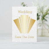Bruiloft Bewaar de datum Gouden Art Deco Design Kaart (Staand voorkant)