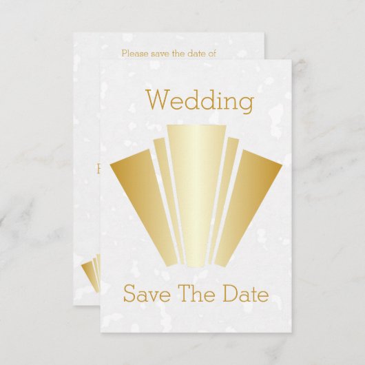 Bruiloft Bewaar de datum Gouden Art Deco Design Kaart (Voorkant / Achterkant)