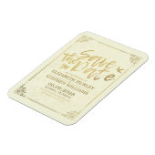 Bruiloft Bewaar de datum Gouden Script Bloemen Lij Magneet (Linkerzijde)