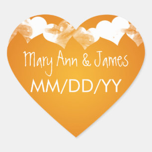 Bruiloft Bewaar de datum Grunge Hearts Sinaasappel Hart Sticker