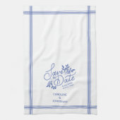 Bruiloft Bewaar de datum Hand getrokken Botanische Theedoek (Verticaal)