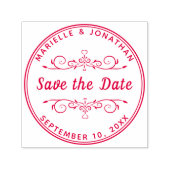 Bruiloft Bewaar de datum Hart Bloemen Custom Zelfinktende Stempel (Design)