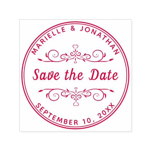 Bruiloft Bewaar de datum Hart Bloemen Custom Zelfinktende Stempel (Design)