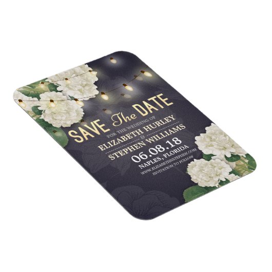 Bruiloft Bewaar de datum Hydrangea String Lights B Magneet (Rechterzijde)