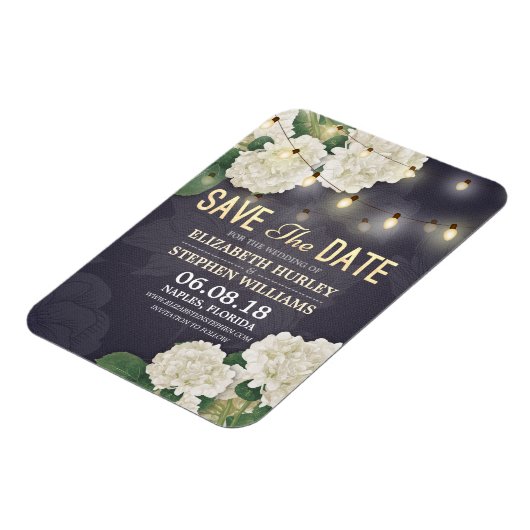 Bruiloft Bewaar de datum Hydrangea String Lights B Magneet (Linkerzijde)