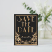 Bruiloft Bewaar de datum in een Art Deco Gatsby st Aankondigingskaart (Staand voorkant)
