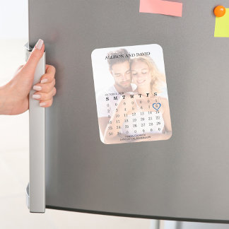 Bruiloft Bewaar de Datum Kalender Eenvoudige Foto Magneet