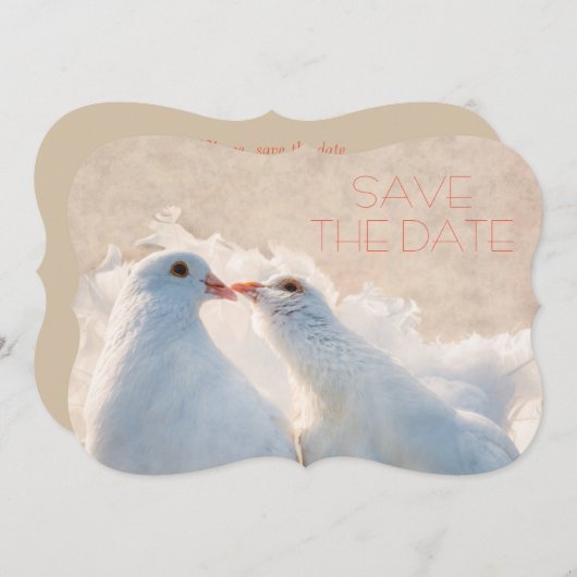 Bruiloft Bewaar de datum Kissing Doves Save The Date (Voorkant / Achterkant)