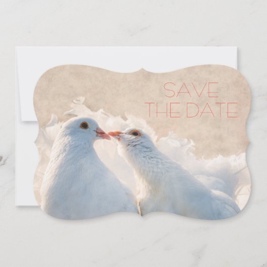 Bruiloft Bewaar de datum Kissing Doves Save The Date (Voorkant)
