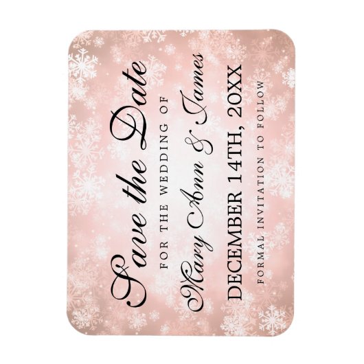 Bruiloft Bewaar de datum Koper Winter Wonderland Magneet (Verticaal)