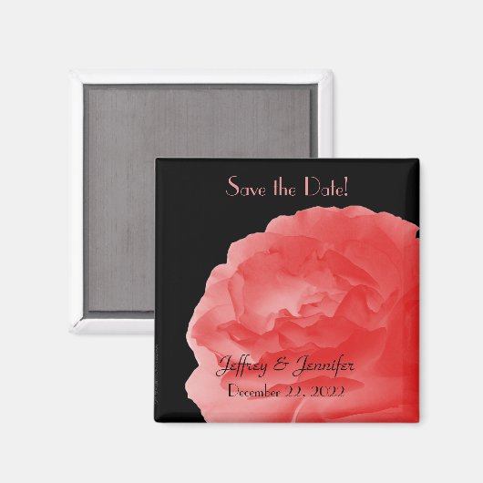Bruiloft Bewaar de datum Koraal Roos Magnet (Voorkant / Achterkant)